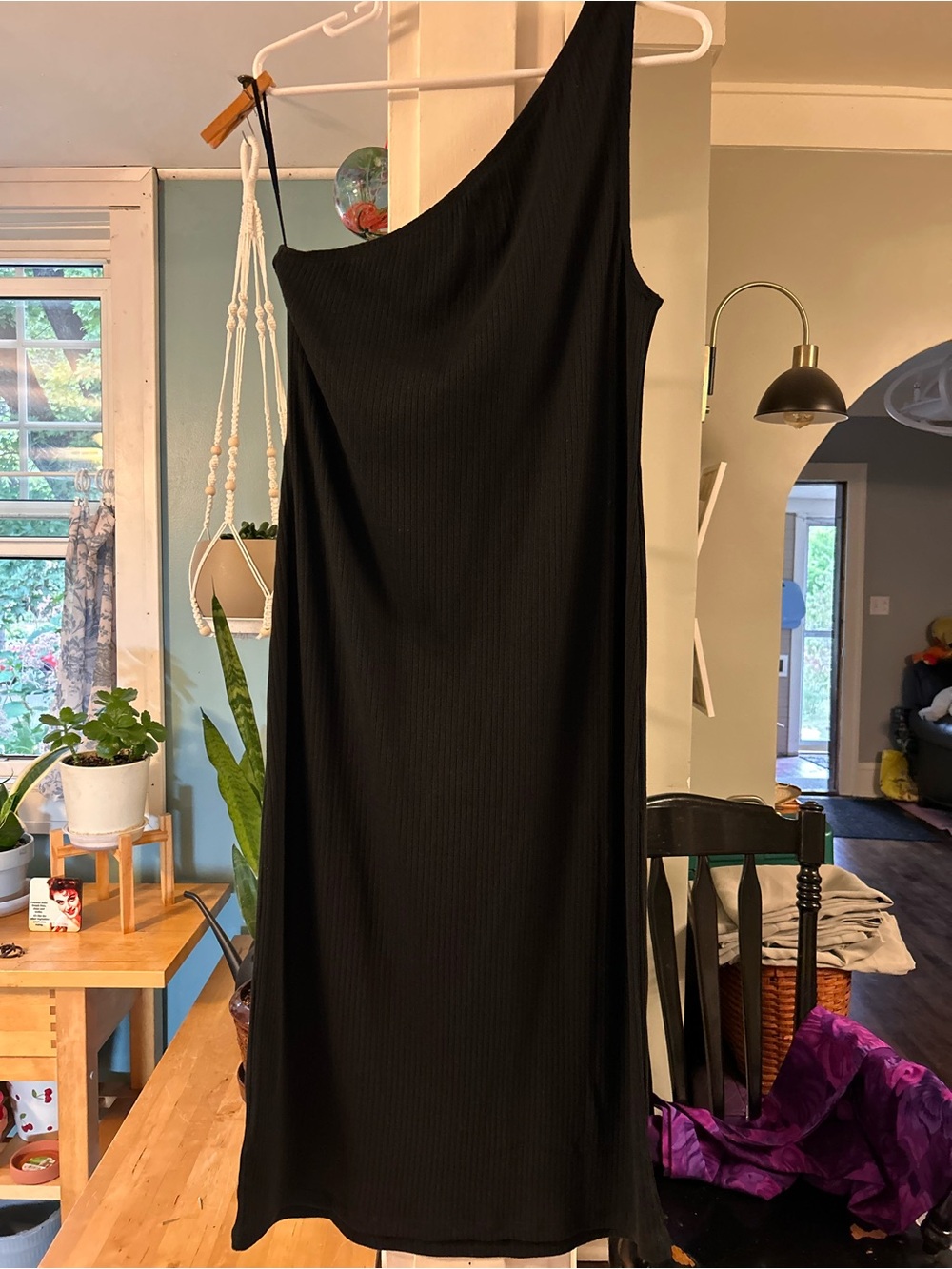 GAP Black One-Shoulder Ribbed Midi Dress - Picture 5 of 6